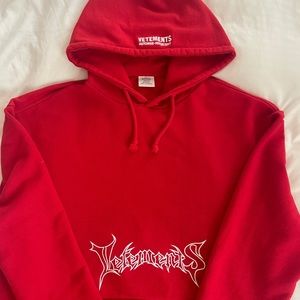 Vetements red logo oversized hoodie